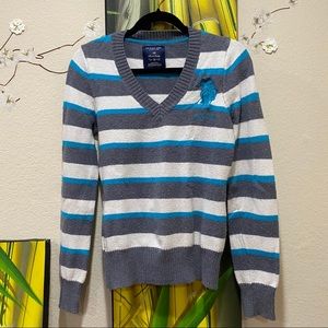 US Polo Assn. Women’s Sweater (Blue, white & grey)